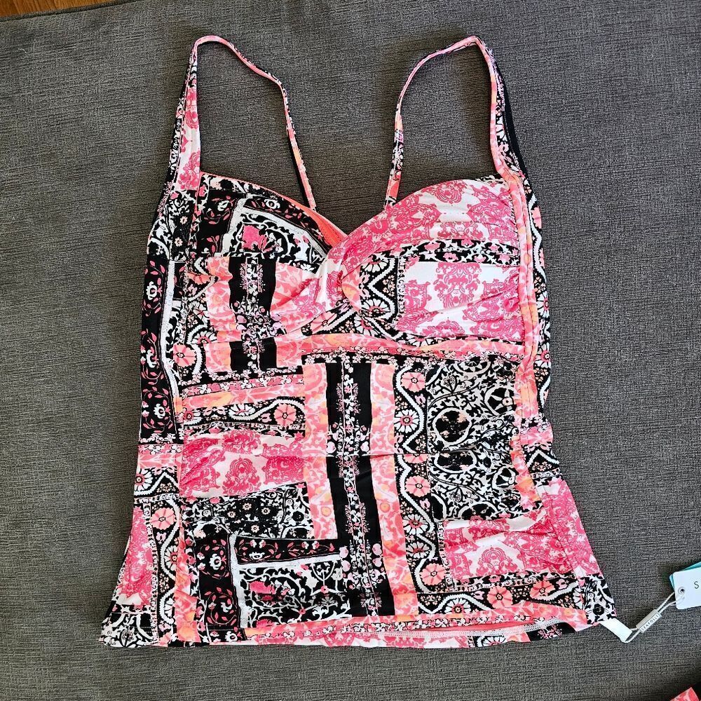 Seafolly Silk Market Twist Halter Singlet Swimsuit Top size 10